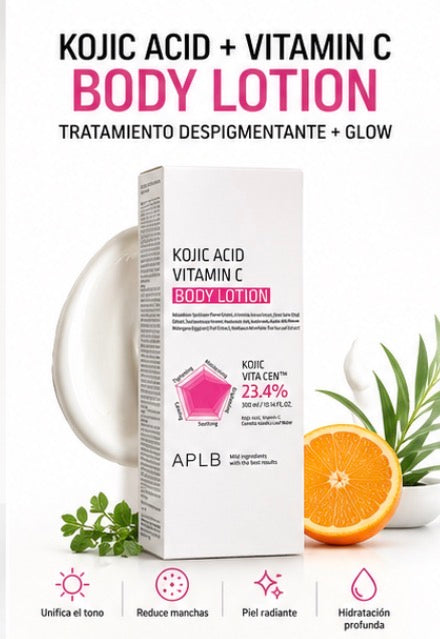Kojic Acid + Vitamin C Body Lotion – Brightening & Dark Spot Treatment | Korean Skincare Glow Body Cream