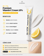 Dr. VITA Crema Premium Vitamina C 10% – Ilumina, Reduce las Manchas Oscuras y Unifica el Tono de la Piel