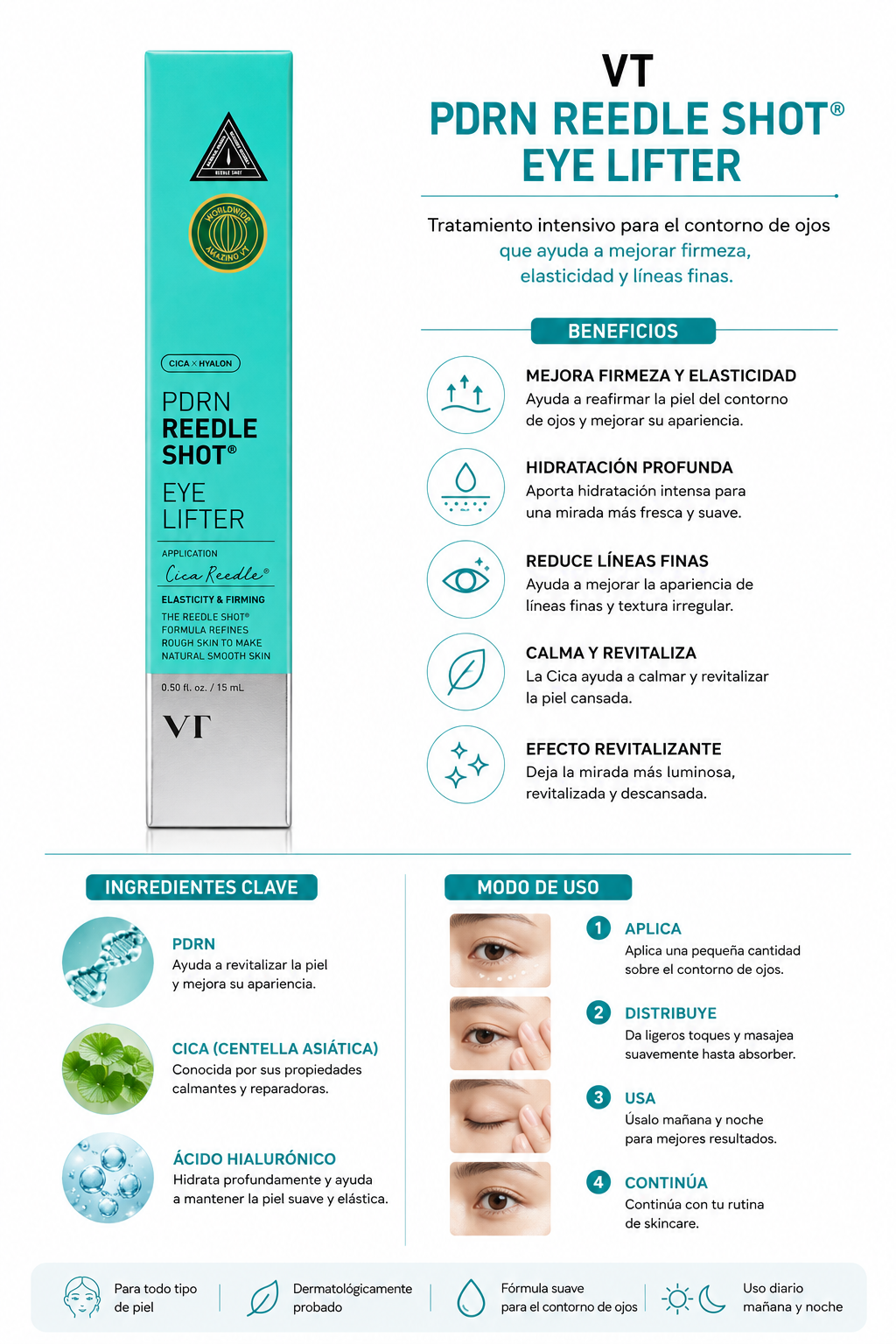 VT PDRN Reedle Shot Eye Lifter | Firming Eye Contour with Cica & Hyalon