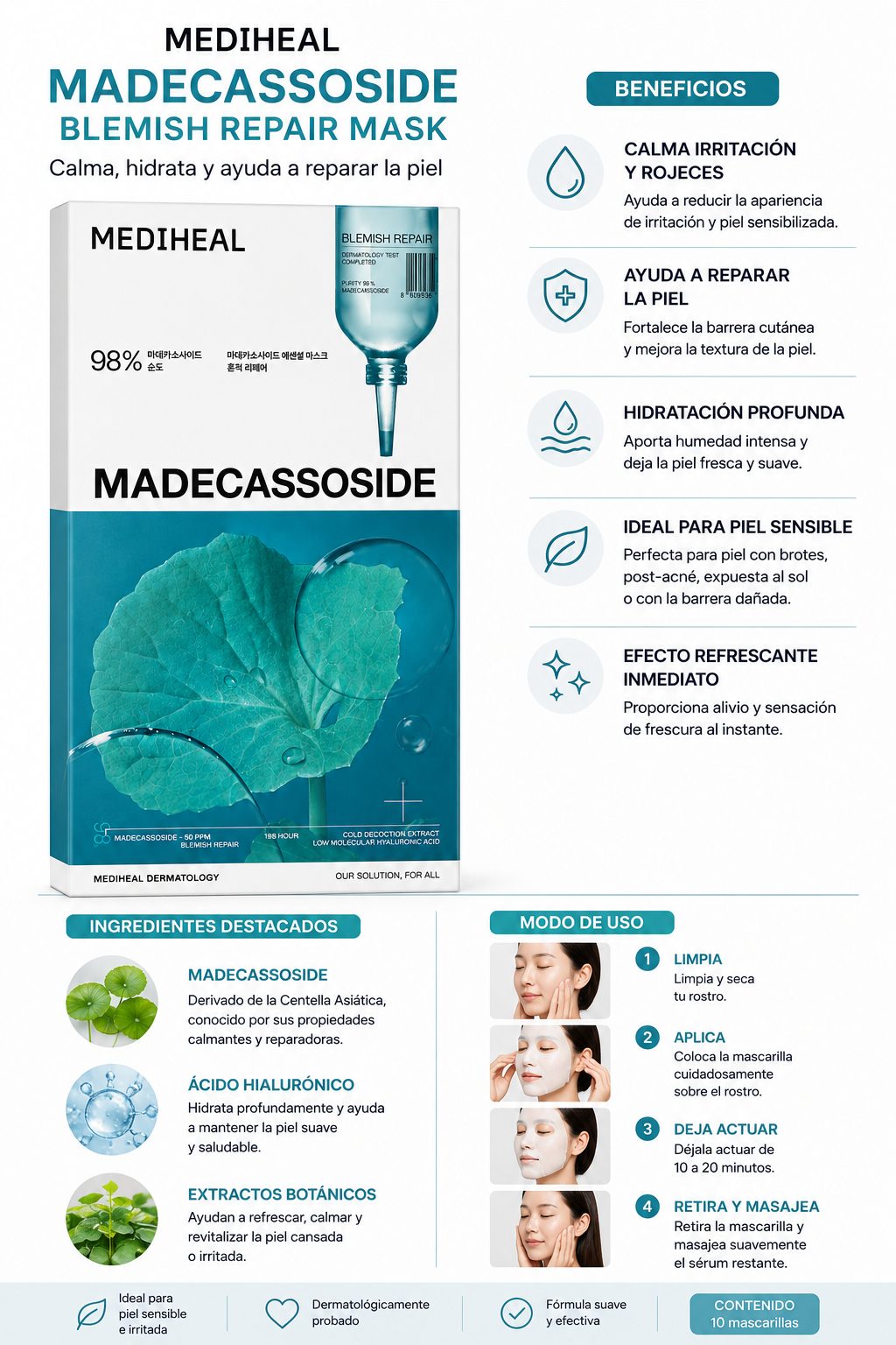 Mediheal Madecassoside Blemish Repair Mask | Soothing Repair Mask