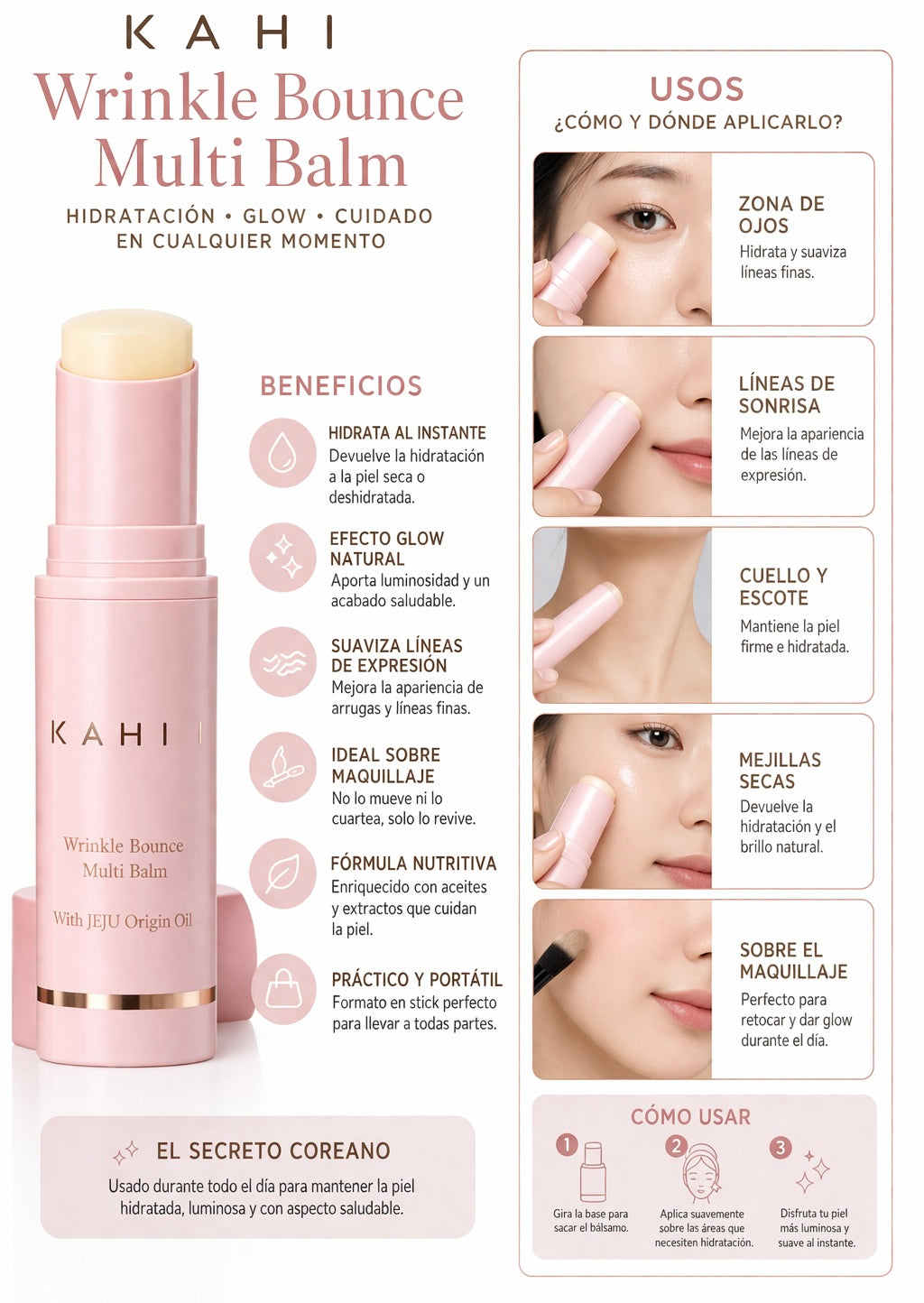 KAHI Wrinkle Bounce Multi Balm – K-Beauty Multi-Purpose Balm with Jeju Oil | Face and Body