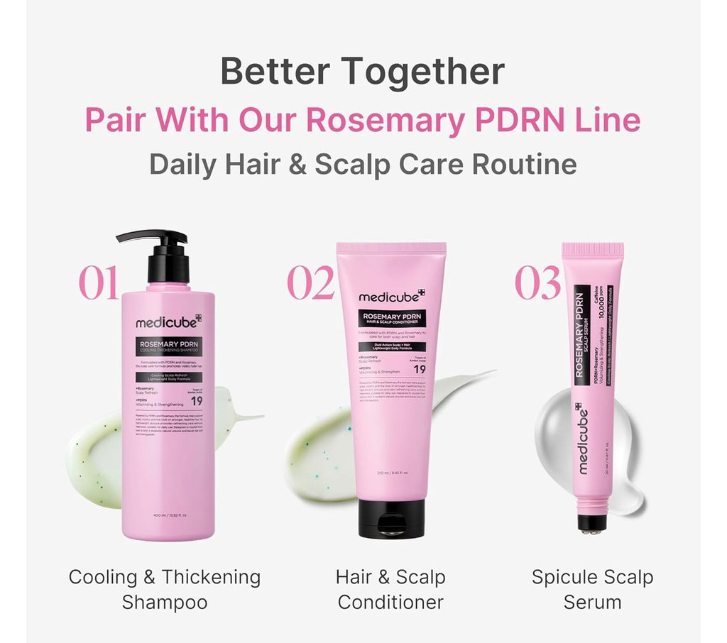 Medicube Rosemary PDRN Hair Care Set – Shampoo + Conditioner + Scalp Serum (Volume & Strengthening)