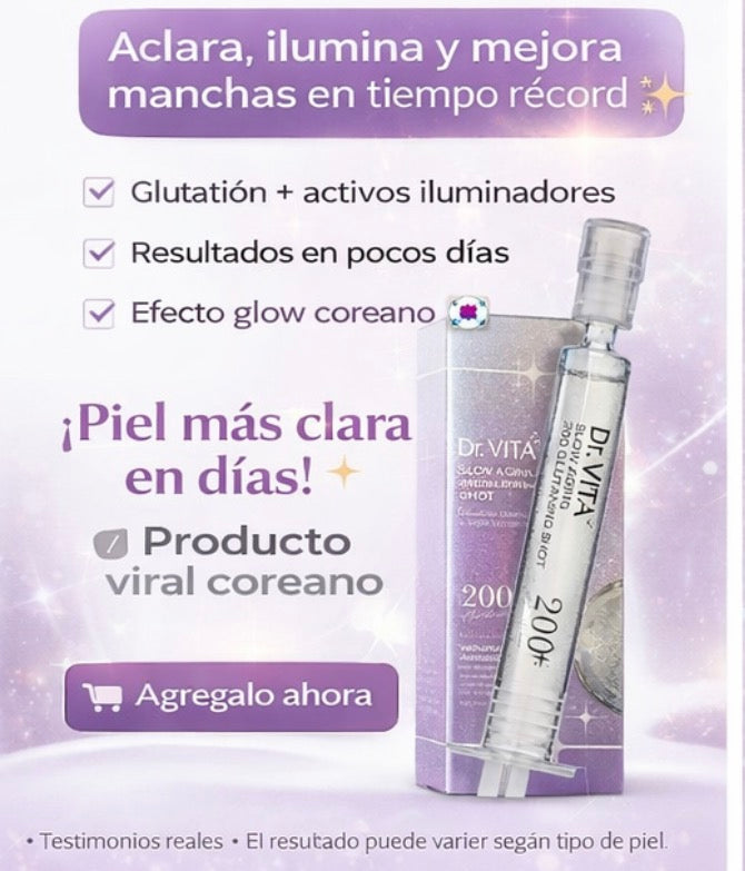 Glutathione 200+ Brightening Shot Serum – Lightens Dark Spots & Brightens Skin (Dr. VITA)