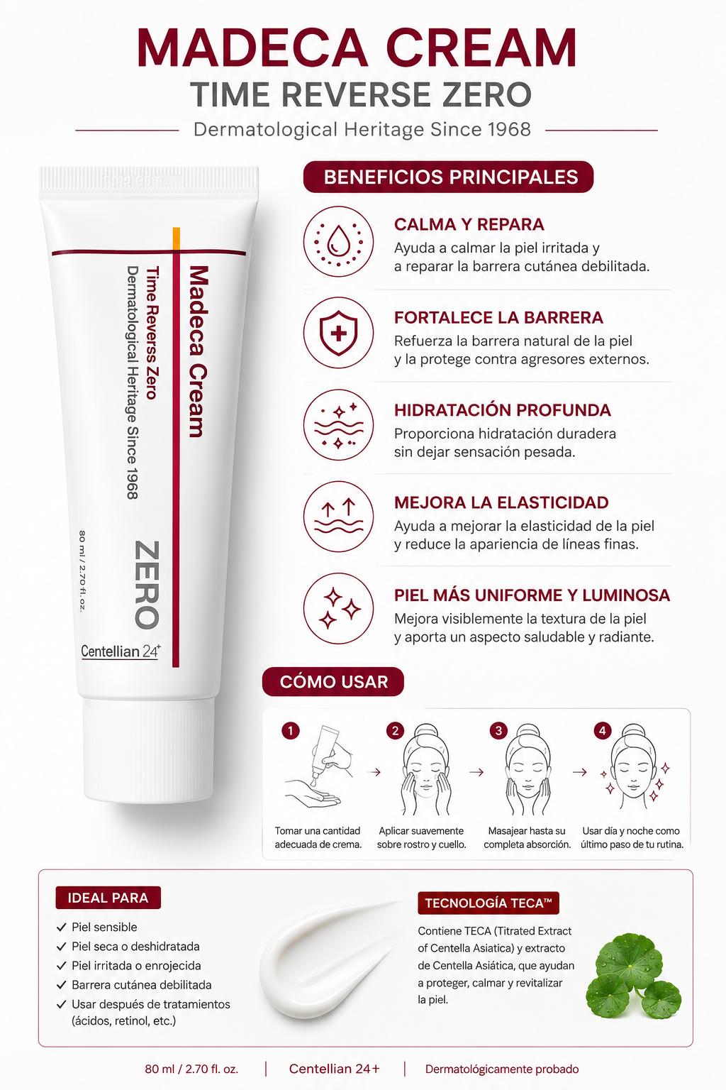 Centellian24 Madeca Cream Time Reverse Zero – Korean Repairing and Soothing Cream 80ml