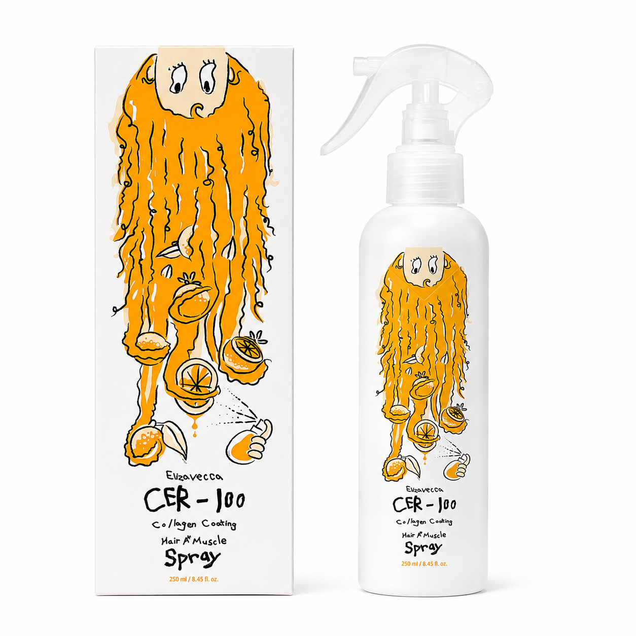 Elizavecca CER-100 Collagen Coating Hair Muscle Spray | Leave-In Hair Repair & Heat Protection | Smooth, Shine & Frizz Control | 250ml