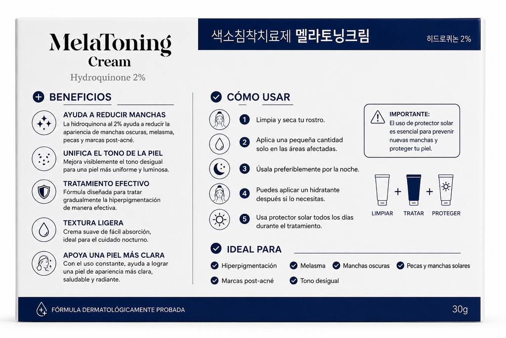 MelaToning Cream Hydroquinone 2% | Hyperpigmentation & Dark Spot Treatment | 30g