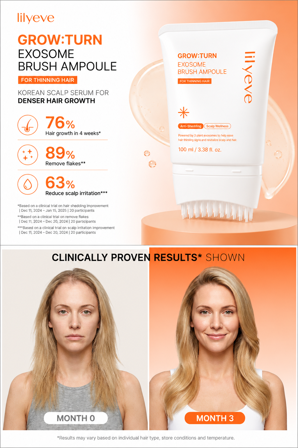 lilivele Grow:Turn Exosome Brush Ampoule | Scalp Treatment for Thinning Hair 100ml