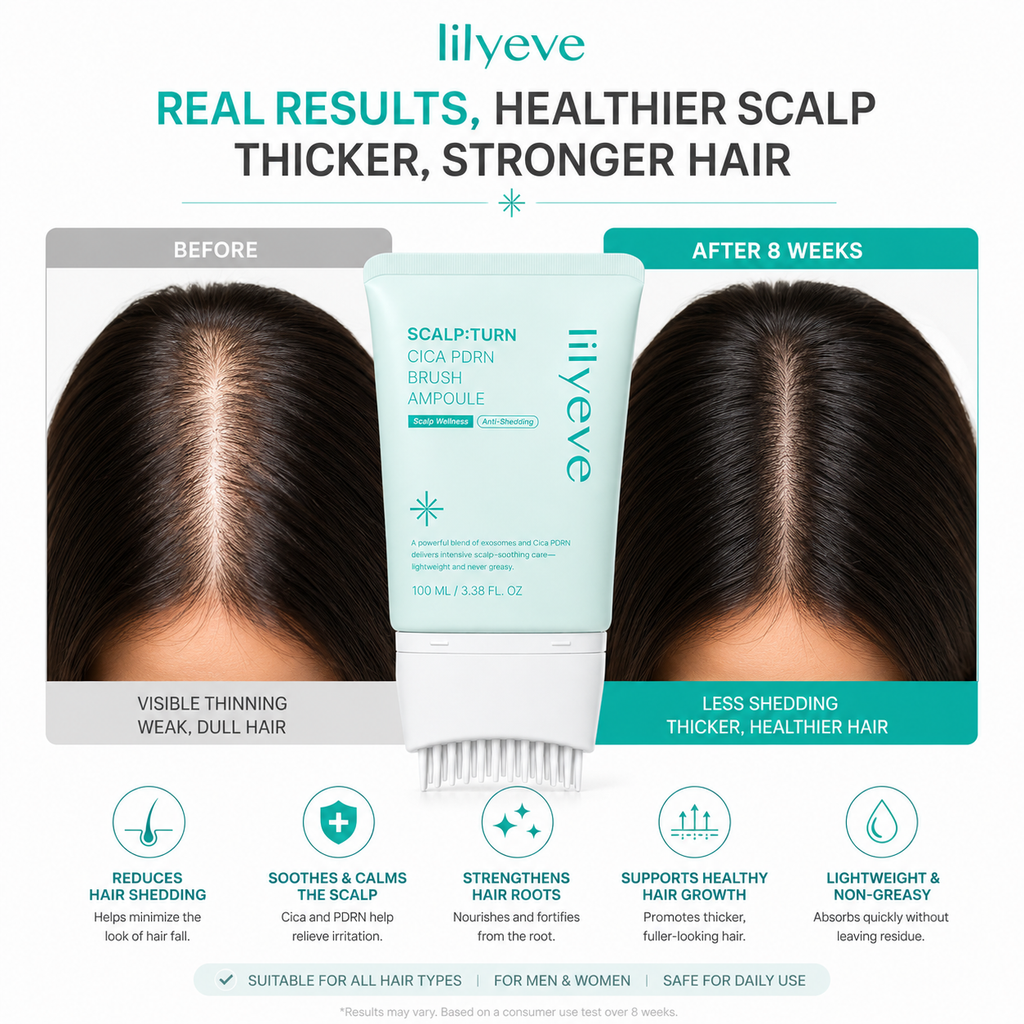 lilivele Scalp:Turn Cica PDRN Brush Ampoule | Scalp Soothing & Anti-Shedding Treatment 100ml
