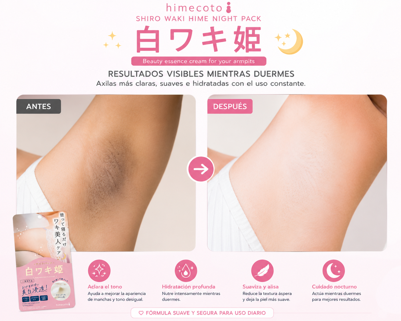 Himecoto Shiro Waki Hime Night Pack | Overnight Underarm Brightening Cream