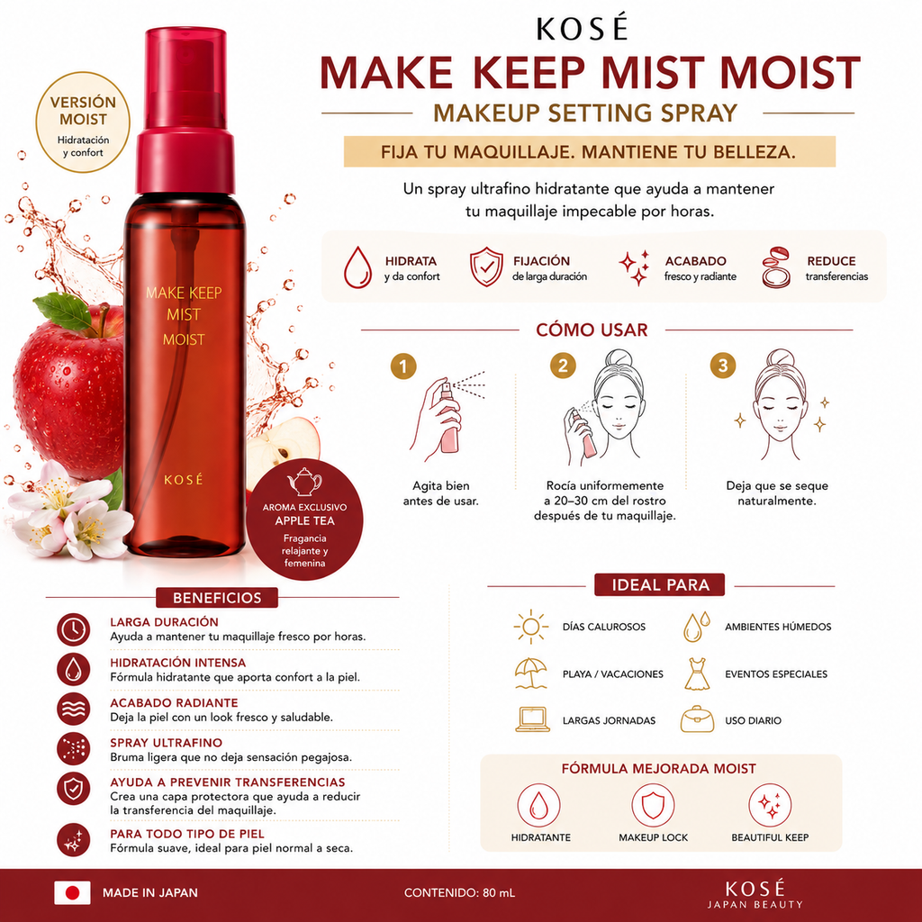 KOSÉ Make Keep Mist Moist Makeup Setting Spray 80ml | Hydrating Finish | Made in Japan