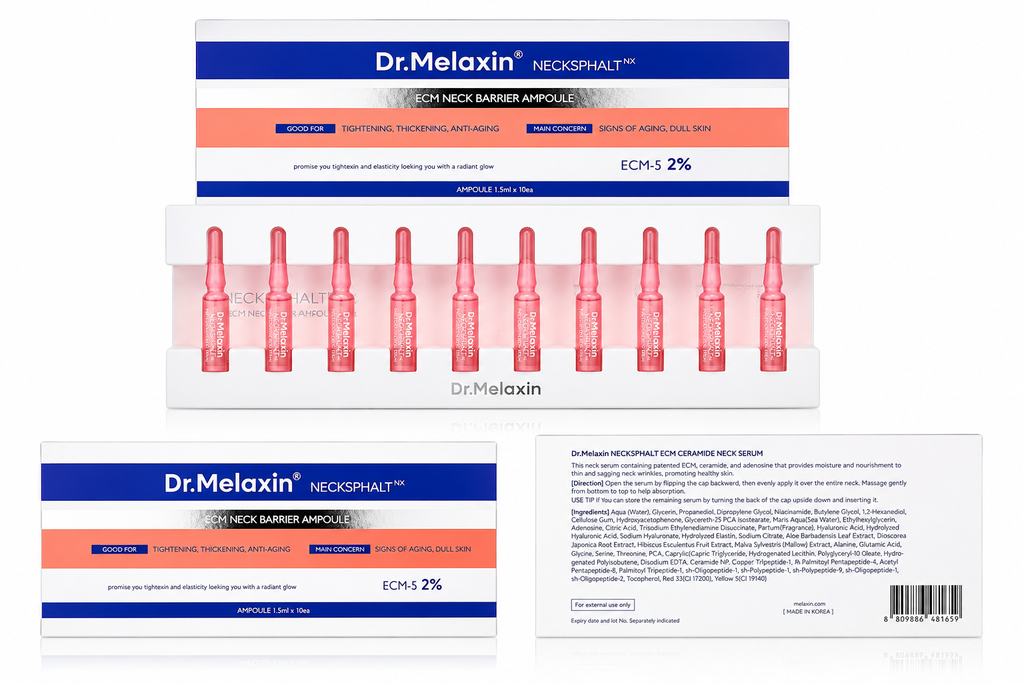 Dr. Melaxin Necksphalt NX ECM Ceramide Neck Serum – 10 Ampoules | Firming & Wrinkle Care