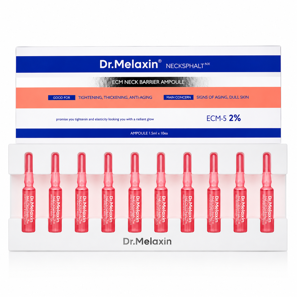 Dr. Melaxin Necksphalt NX ECM Ceramide Neck Serum – 10 Ampoules | Firming & Wrinkle Care