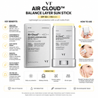 VT Air Cloud Balance Layer Sun Stick SPF50+ PA++++ | Lightweight Matte Sunscreen Stick | 14.5g