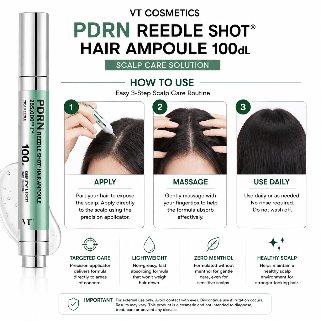 VT PDRN Reedle Shot Hair Ampoule 100dL – Scalp Care Treatment with Precision Applicator