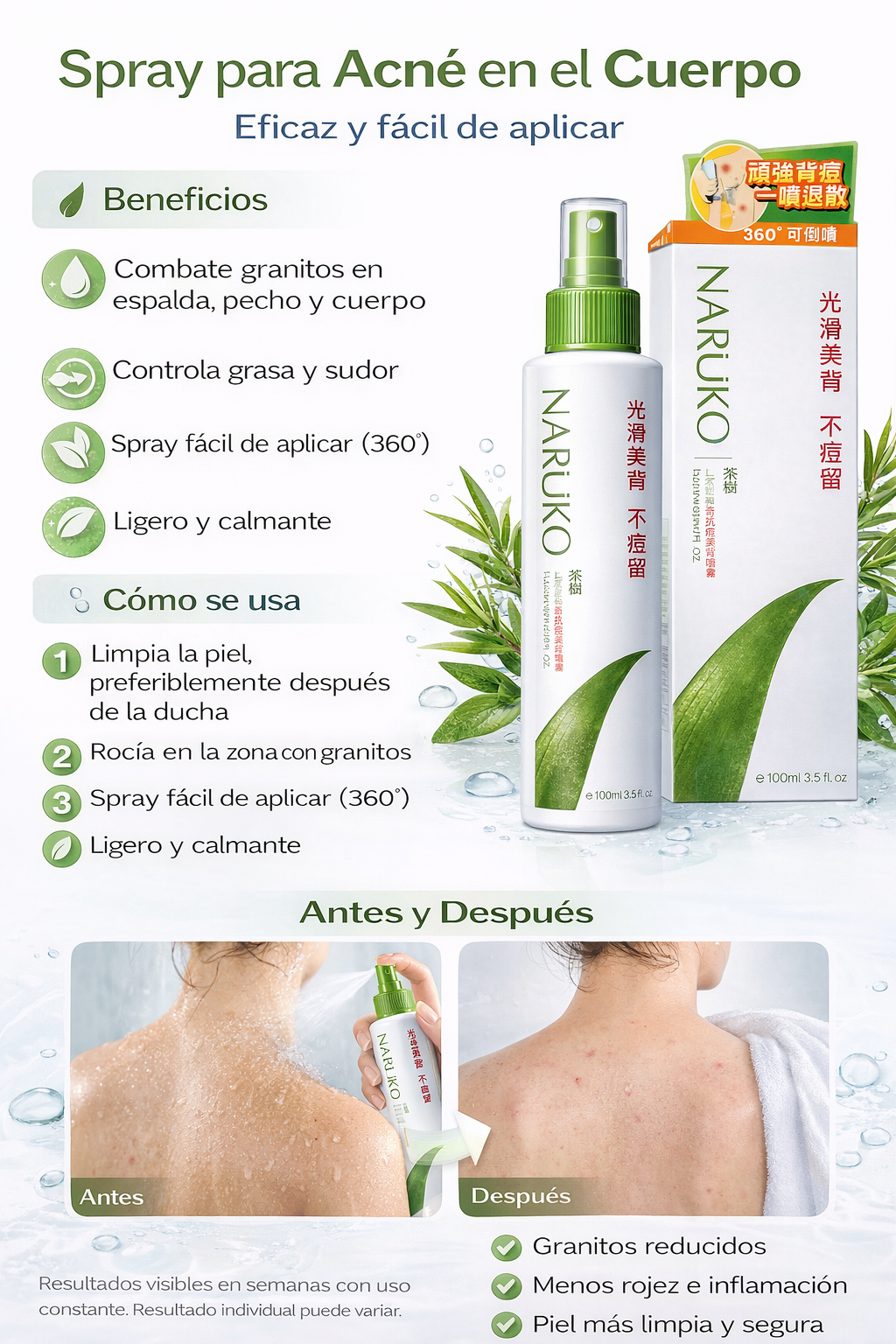 Naruko Tea Tree Back Acne Spray 100ml