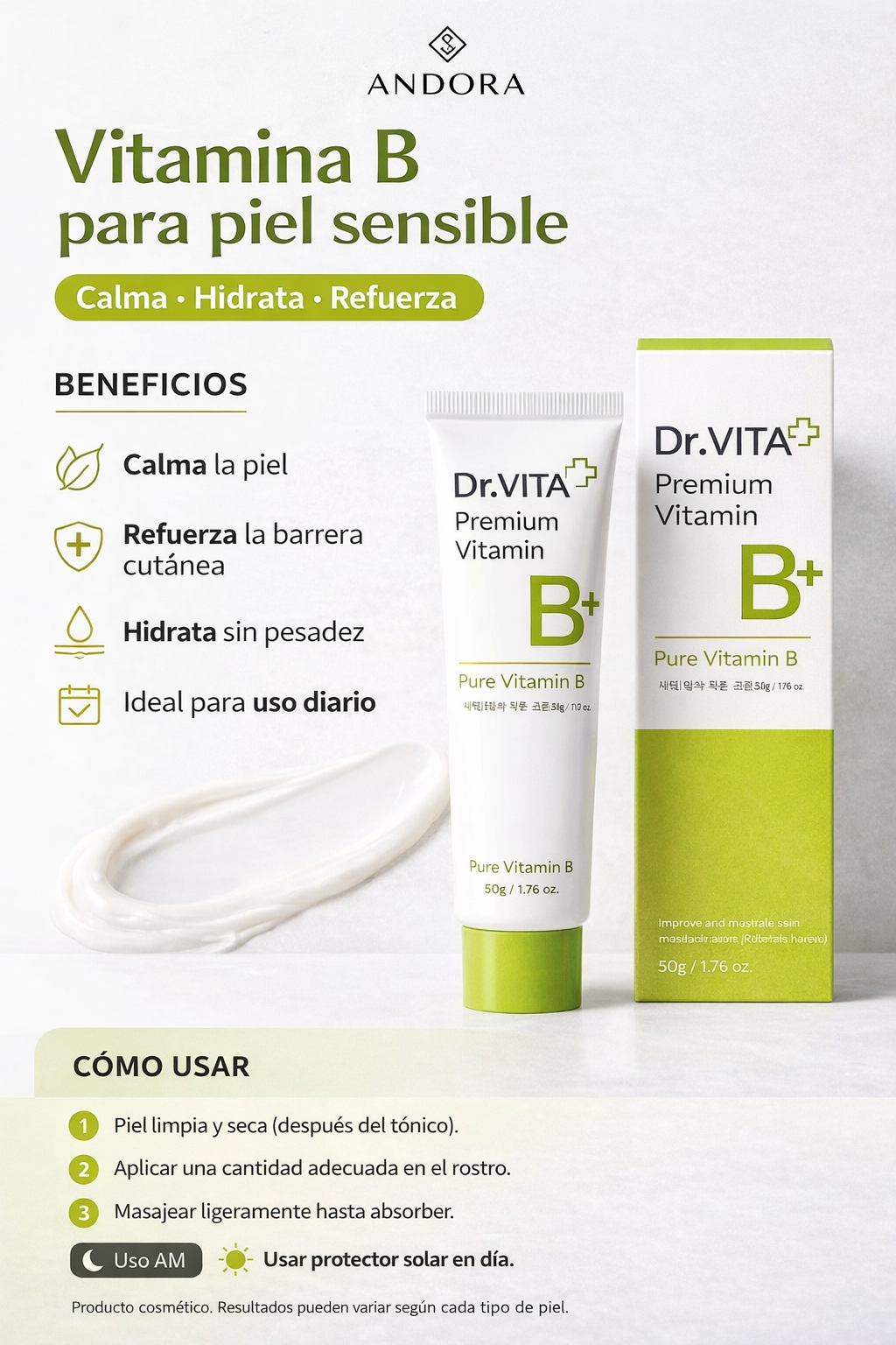 Dr. VITA B+ Premium Vitamin B Cream – Soothing and Moisturizing Cream (Vitamin B for sensitive, irritated or blemished skin)