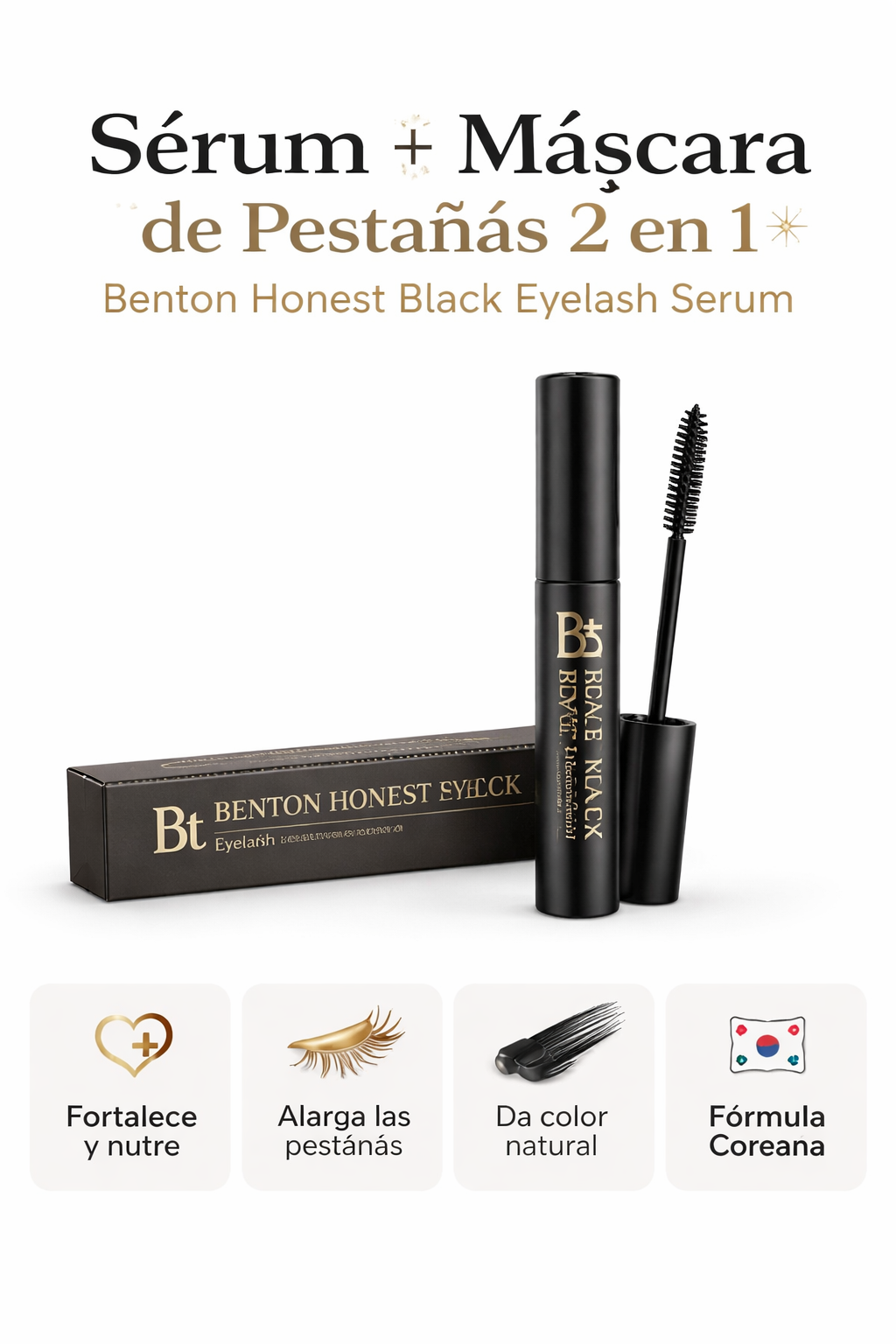 Longer, Stronger Lashes ✨ 2-in-1 Serum + Mascara (Benton Honest Black)