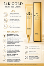 ANJO 24K Gold Prime Eye Cream – Hidratación y antienvejecimiento para ojeras y líneas finas (40ml)