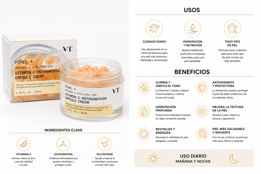 VT Vitamin C Astaxanthin Capsule Cream – Brightening & Revitalizing Moisturizer (50ml)