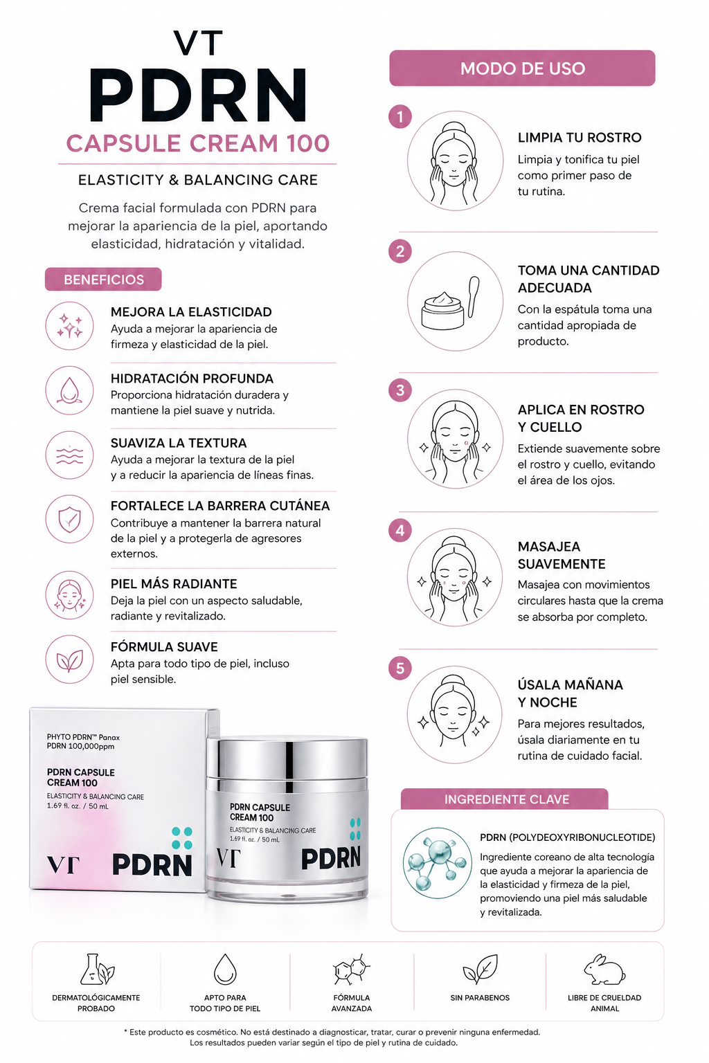 VT PDRN Capsule Cream 100 – Skin Repair & Elasticity Moisturizer (50ml)