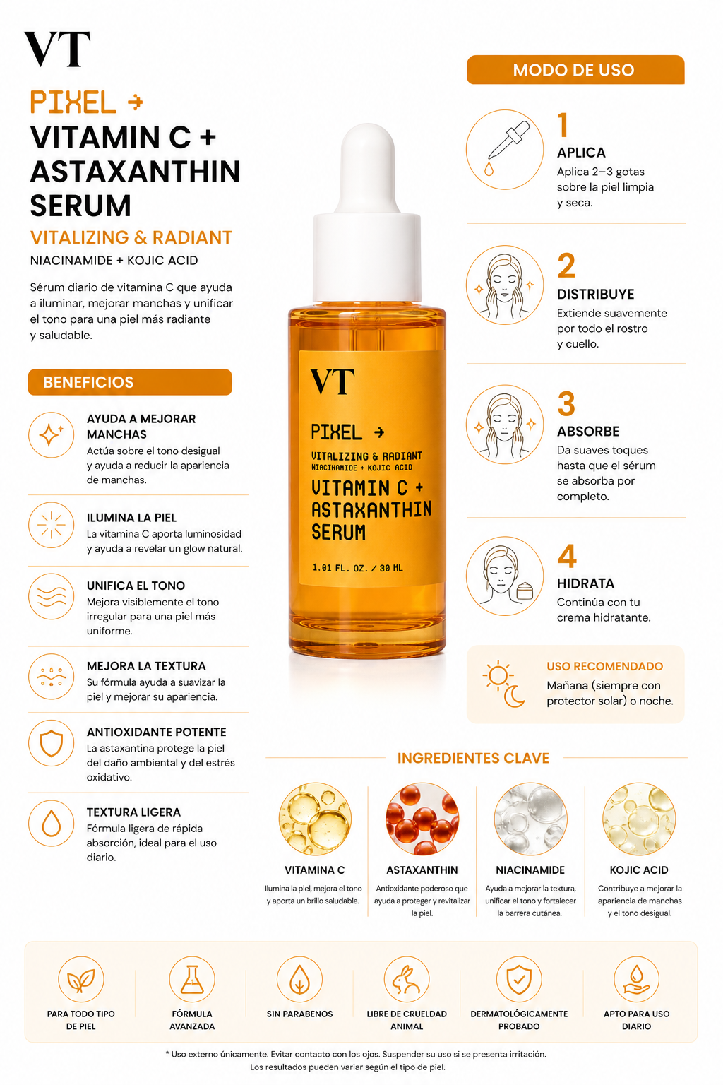 VT Vitamin C Astaxanthin Serum – Brightening Dark Spot & Glow Serum 30ml