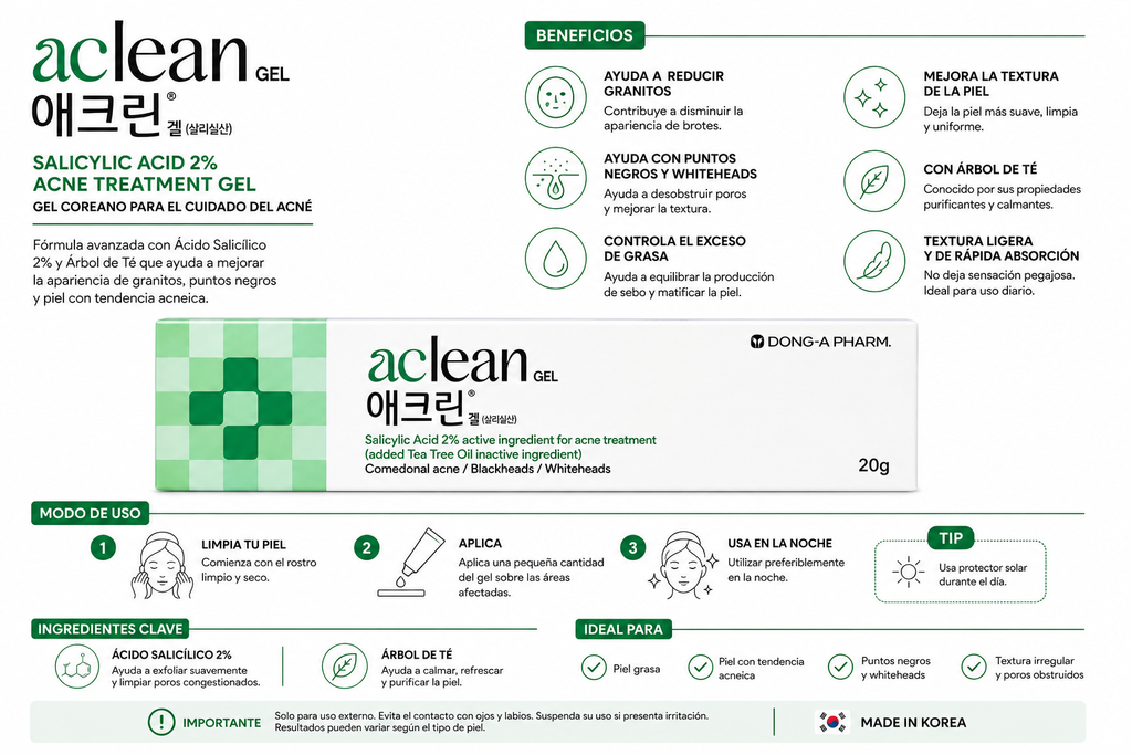 Aclean Gel Salicylic Acid Acne Treatment | Korean Gel for Acne and Blackheads