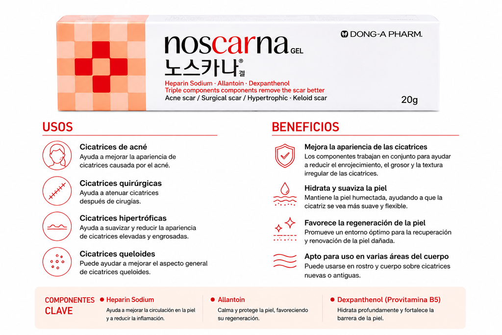 Noscarna Gel 20g – Dong-A Pharm | Acne, Keloid and Hypertrophic Scars | K-Beauty