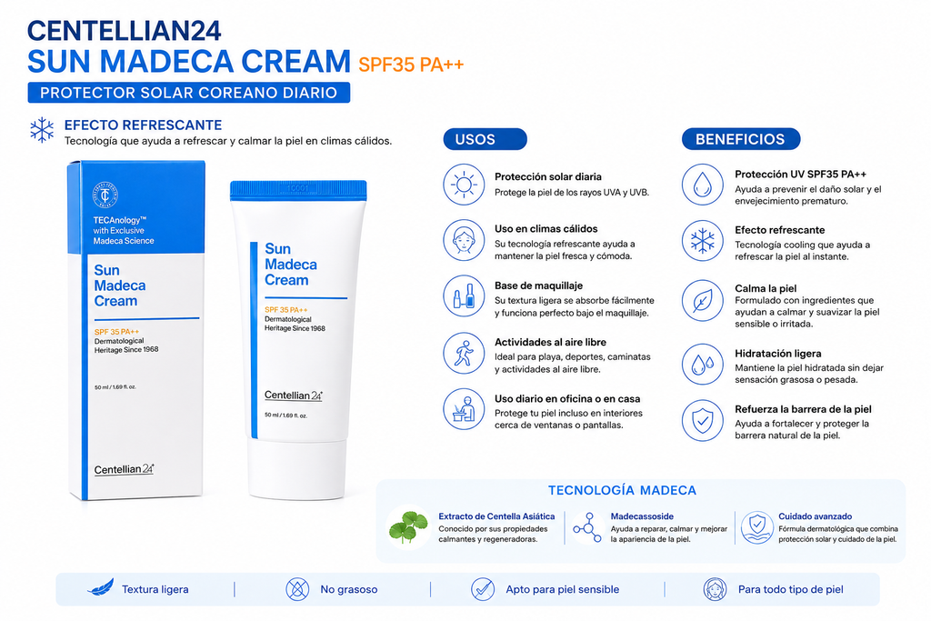 Centellian24 Sun Madeca Cream SPF35 PA++ Korean Sunscreen for Sensitive Skin 50ml